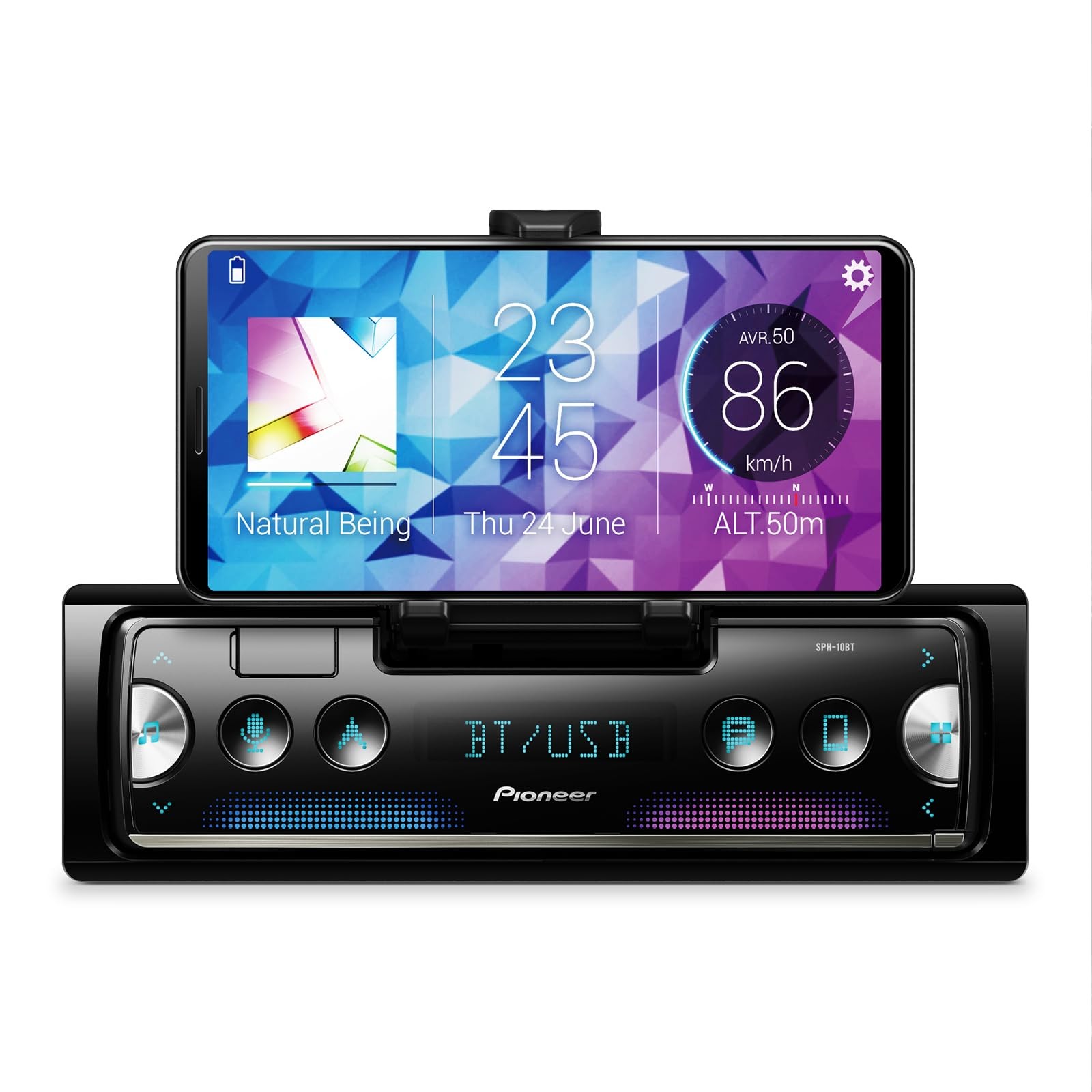Pioneer SPH-10BT 1-Din Smart Sync Receiver,50W x 4 Output,13-Band EQ,AM/FM Radio