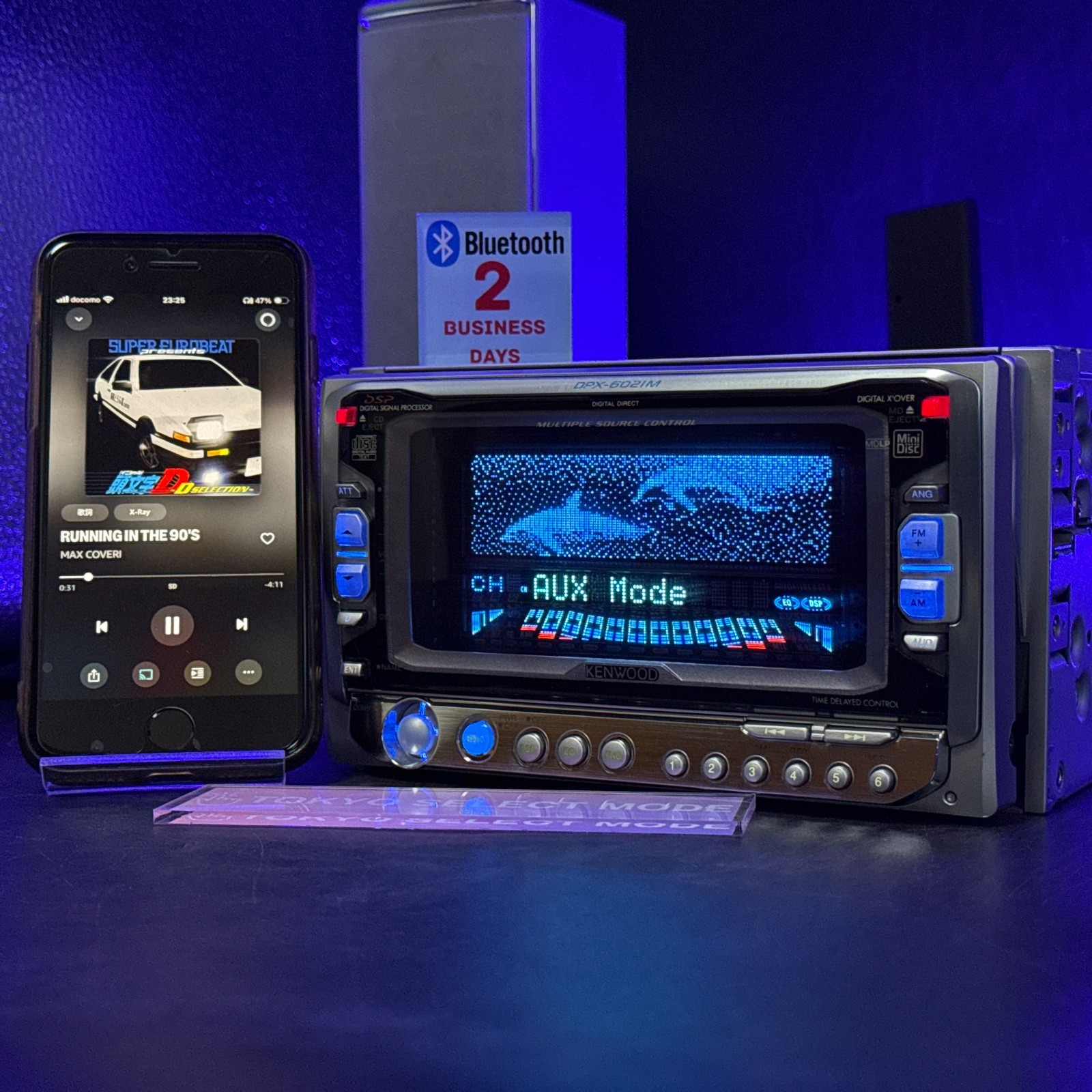 Kenwood DPX-6021M 2DIN Car Audio CD MD Player Added Bluetooth Dolphin Display