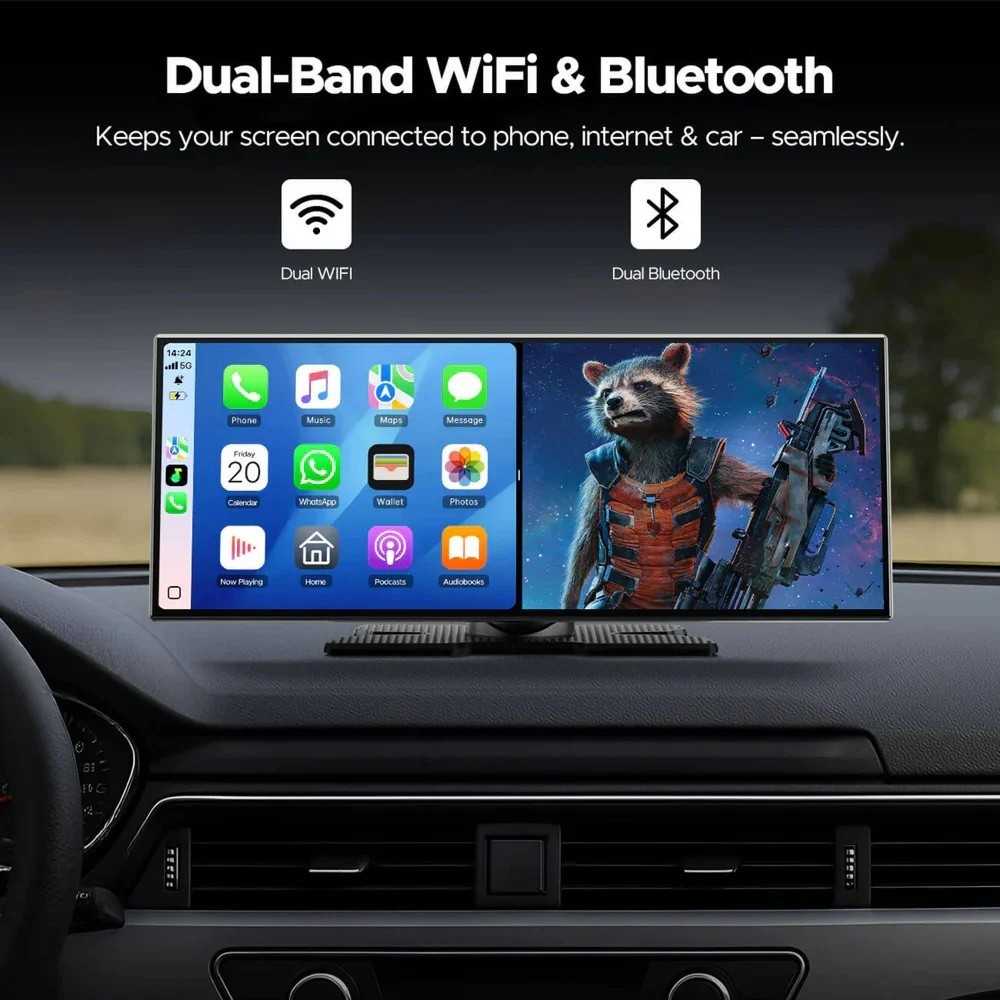GetPairr 11.4″ Portable Car Screen Netflix YouTube Wireless CarPlay Android Auto