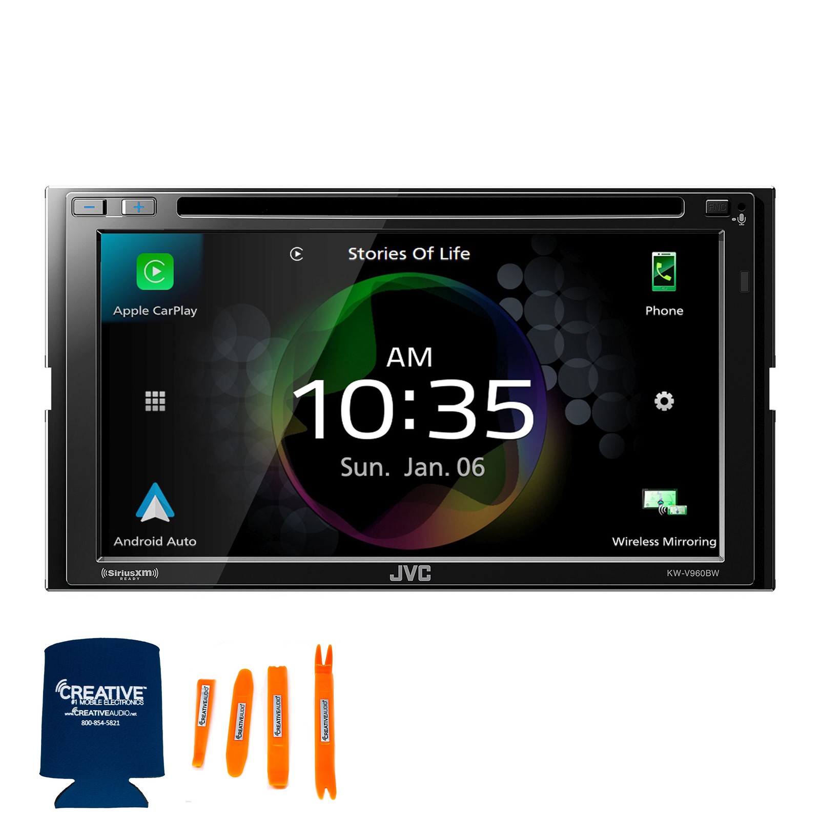 JVC KW-V960BW CarPlay/Android Auto DVD AV Receiver + ACA801 Back Up Camera