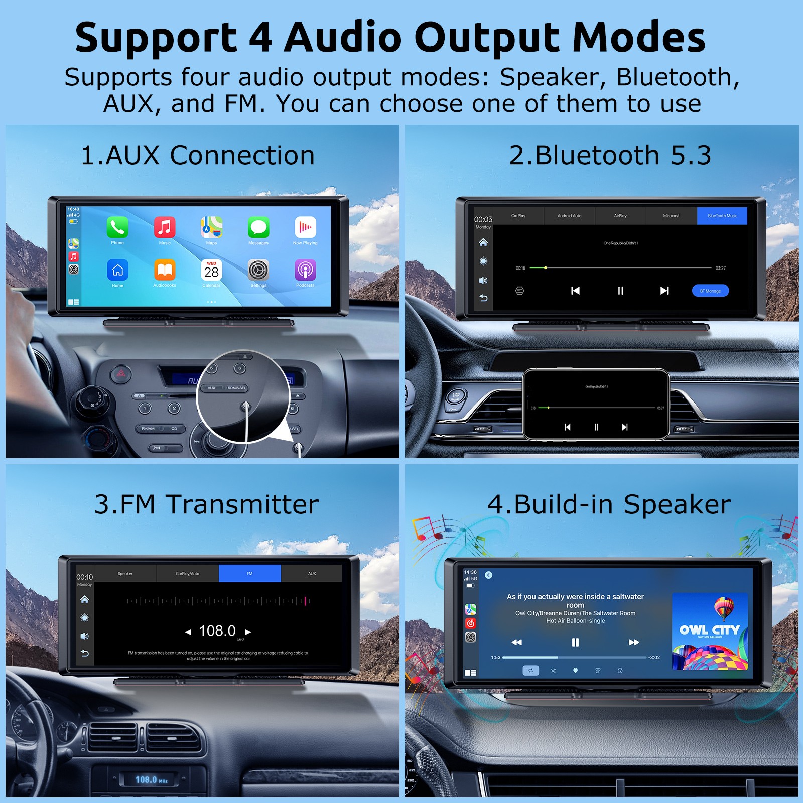 8.1″ Portable Wireless CarPlay and Android Auto 8.1 inch Front + Rear Camera