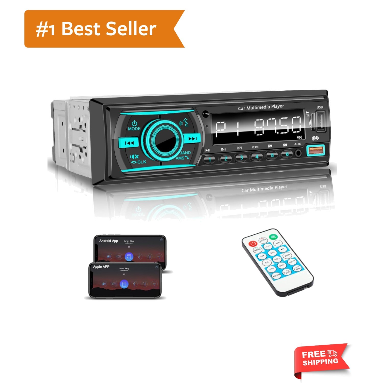 Single Din Radio Car Stereo Bluetooth,Radio Head Unit with FM/Dual USB/AUX/TF…