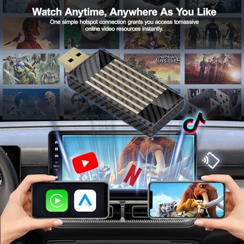 Wireless CarPlay Android Auto Adapter AI Magic Box, Built-in Play Store Grey