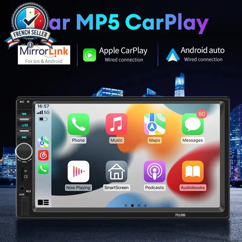 2DIN 7″ Touch Screen Car Radio – Multimedia Stereo Bluetooth, USB, TF, FM, MP5