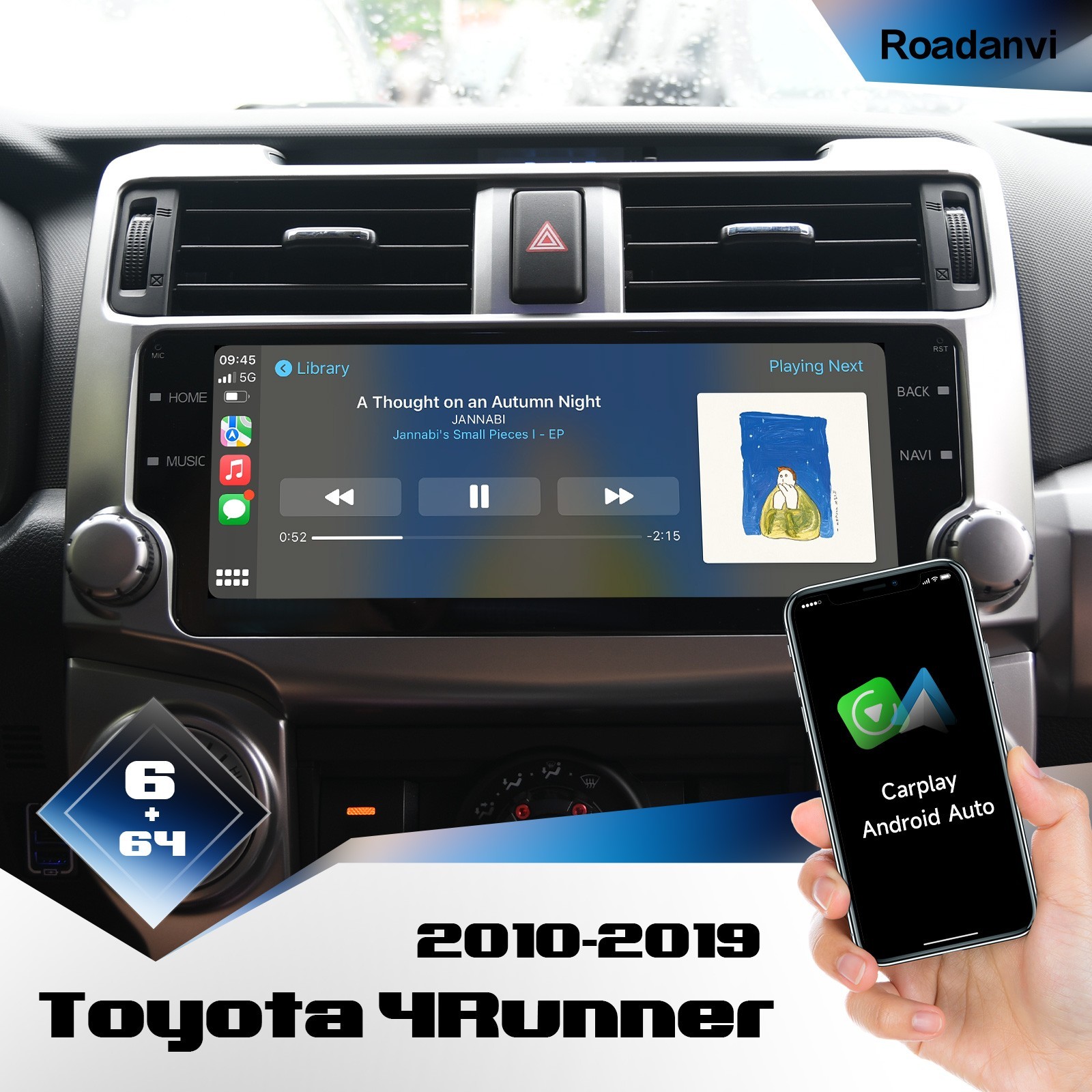 Roadanvi 2K 10.25″ Head Unit for Toyota 4Runner 2010-2019 Car Stereo GPS Silver