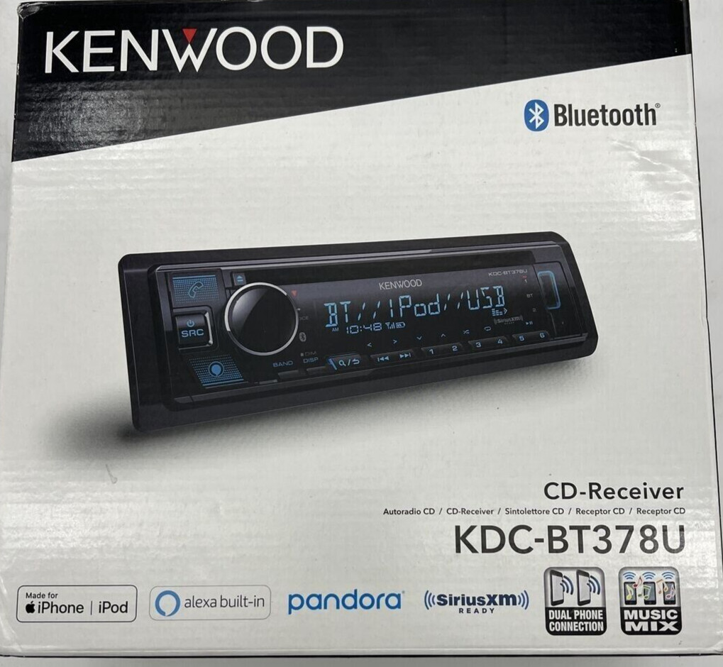 Kenwood KDC-BT378U Bluetooth CD MP3 Android iPhone Pandora AM FM XM USB Aux 6-Ch