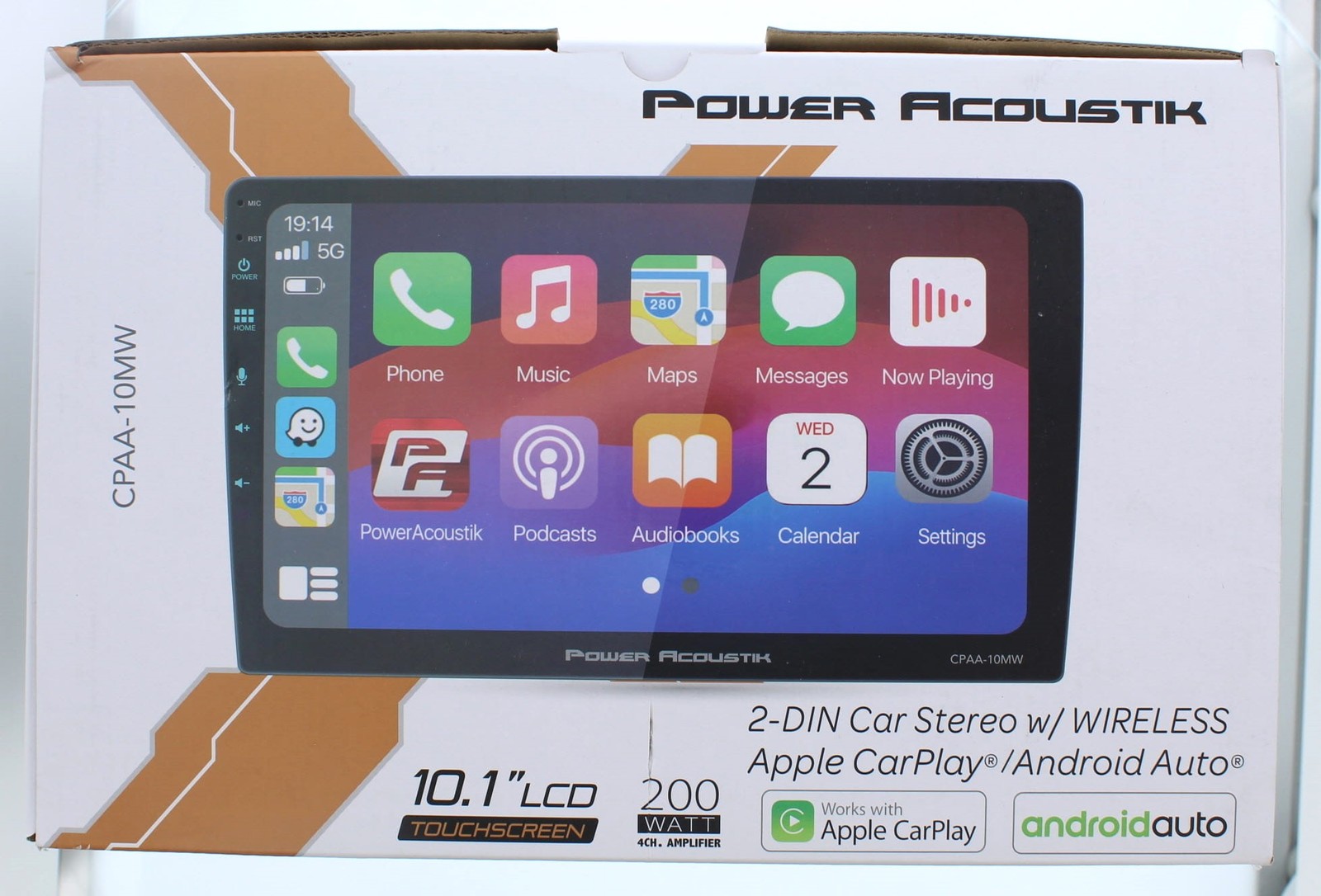 Power Acoustik 2-Din Car Stereo W/Wireless Carplay/ Android Auto (CPAA-10MW)