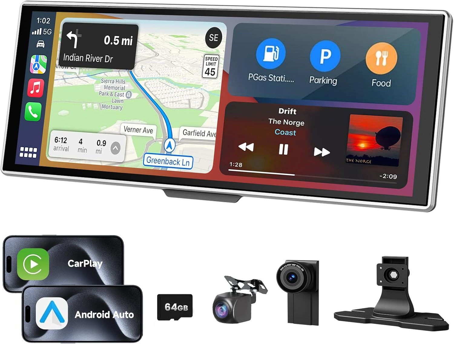 11.26 Inch HD Touchscreen Car Display, Wireless Carplay/Android Auto Screen for