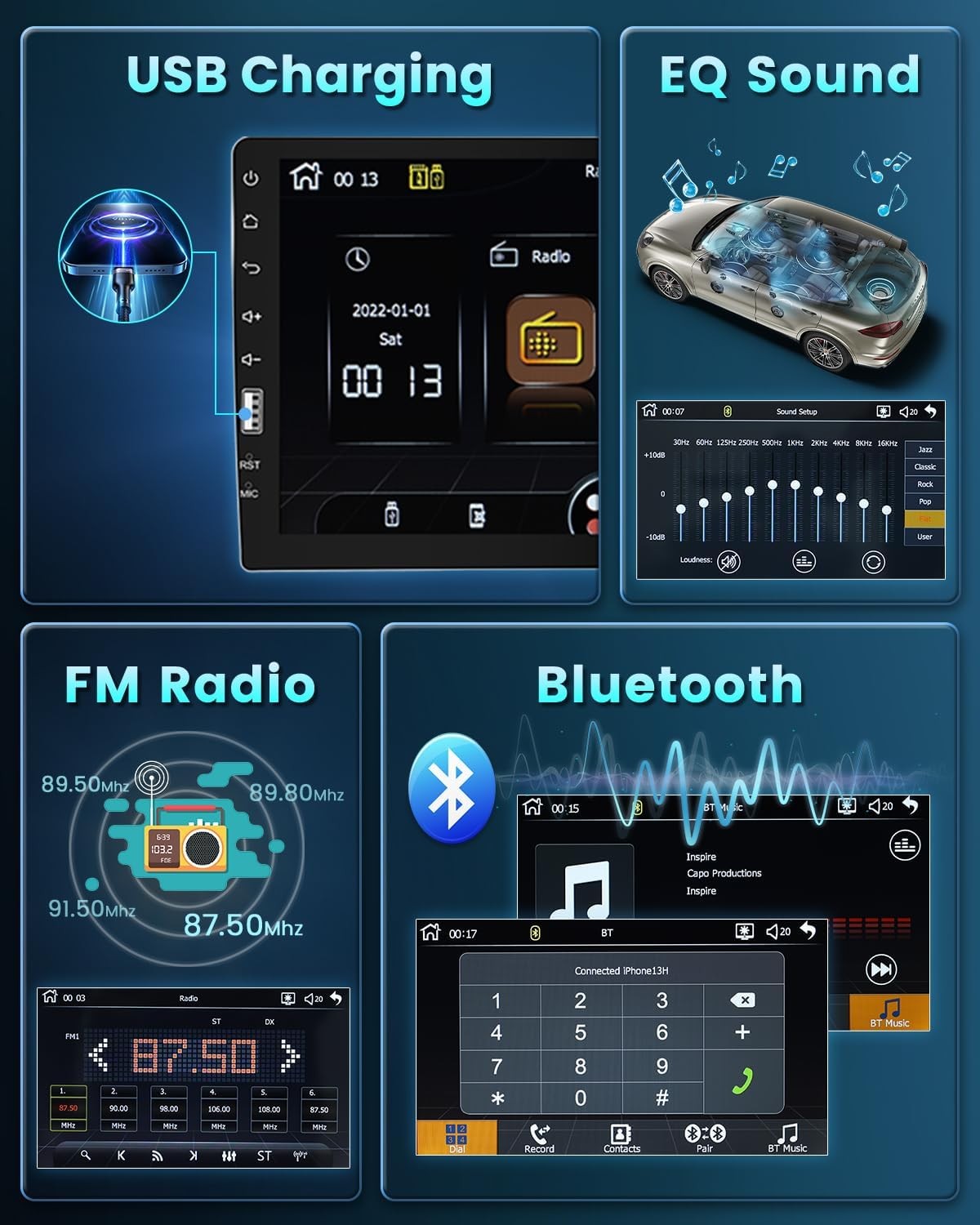 Radio Estereo De Pantalla Para Coche Carro GPS WiFi Tactil Single Din Bluetooth