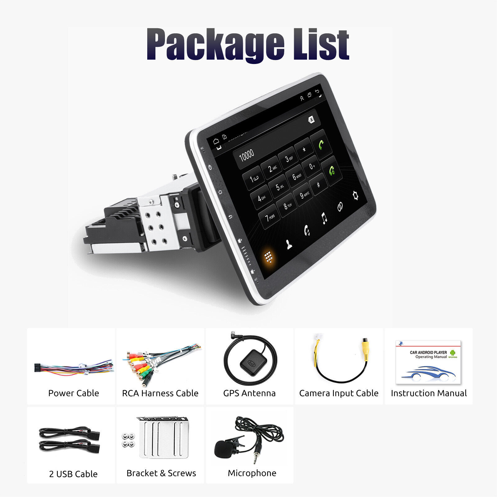 Android 11 Car Radio 1 Din 10.1” Rotatable Touch Screen GPS Stereo RDS SAT NAV
