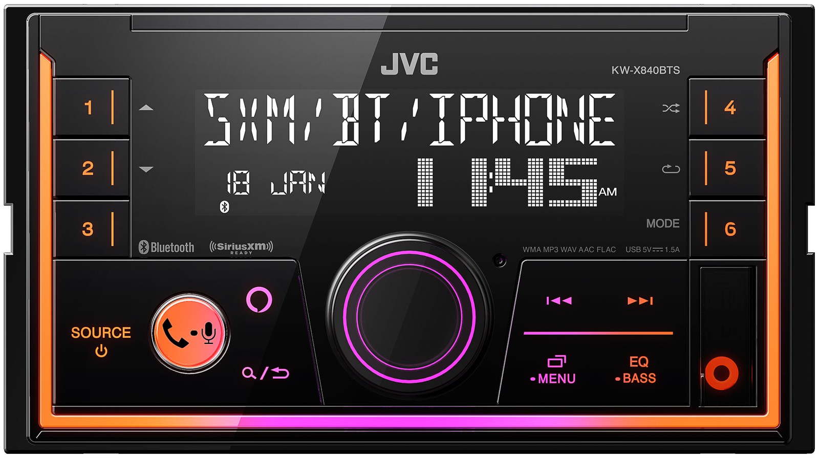 JVC KW-X840BTS 2 DIN Digital Media Receiver Bluetooth USB SiriusXM Amazon Alexa