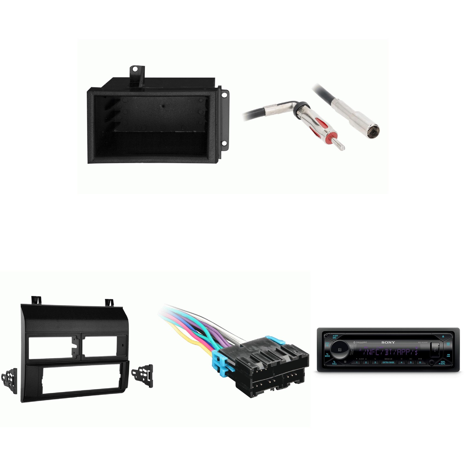 SONY MEX-N5300BT Single Din Radio Bundle BLACK Dash includes pocket Compatibl…