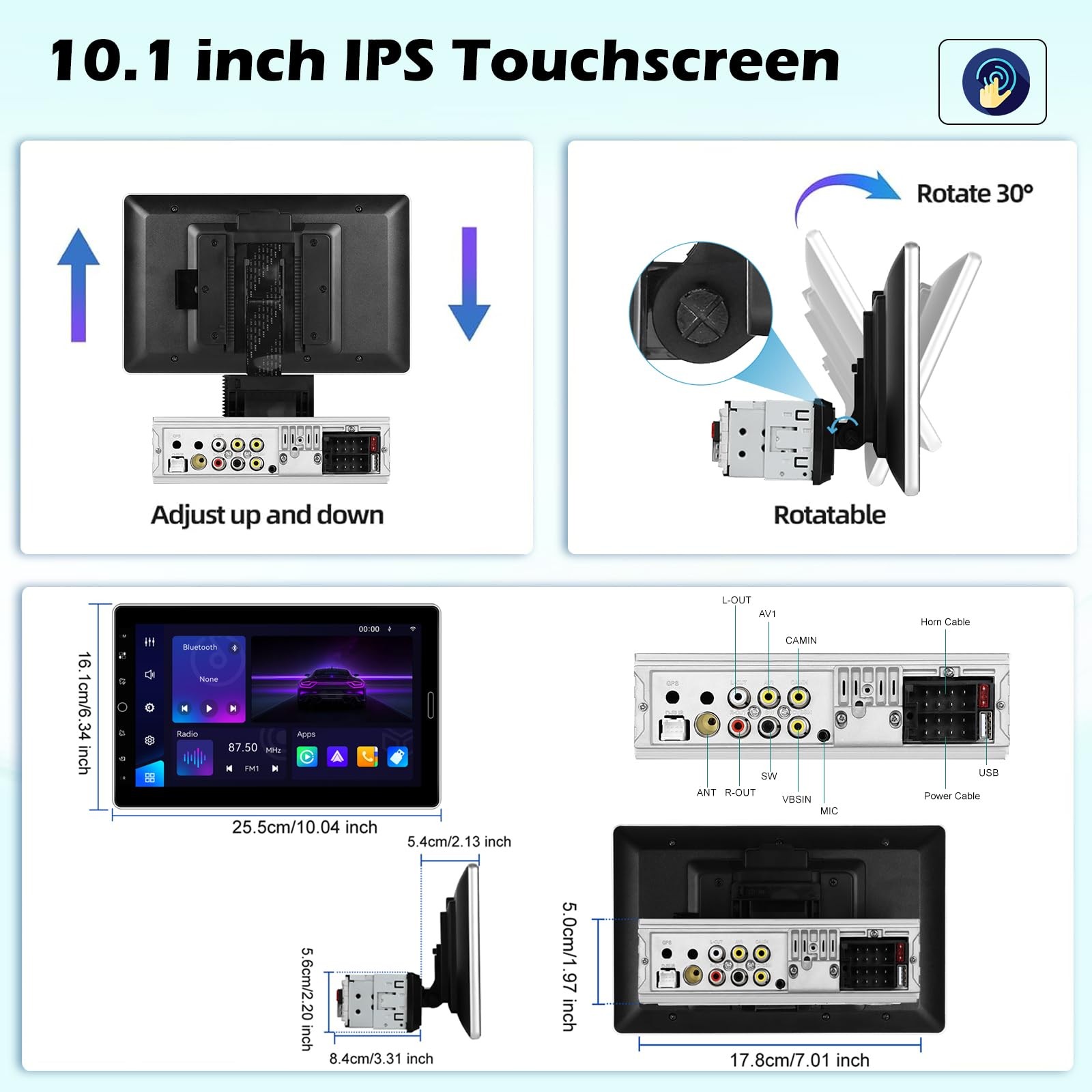 10.1 inch Single Din Touchscreen Radio 10 Car Stereo with Wireless…