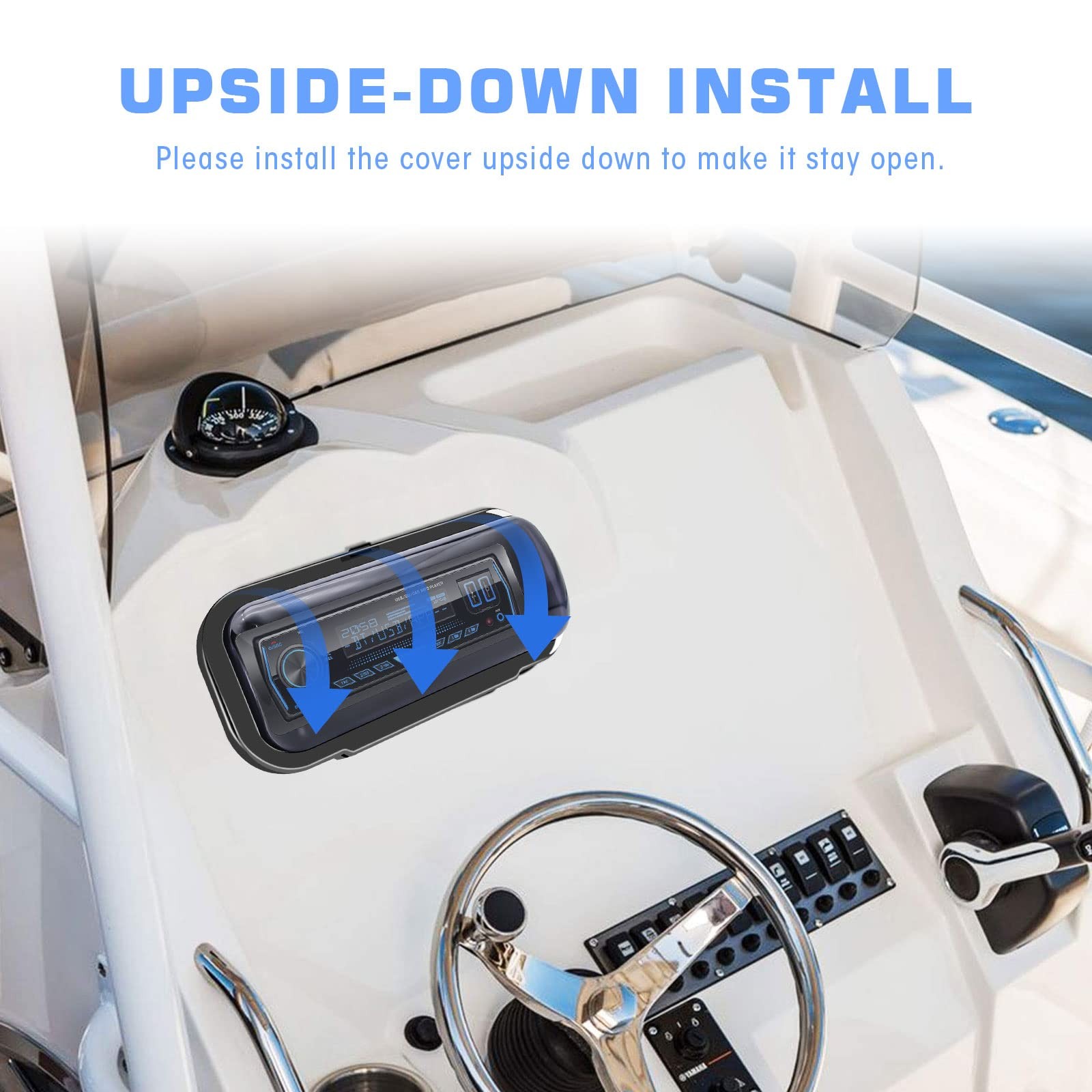 Water Resistant Marine Radio Cover – Boat Stereo Splash Guard Housing – Black