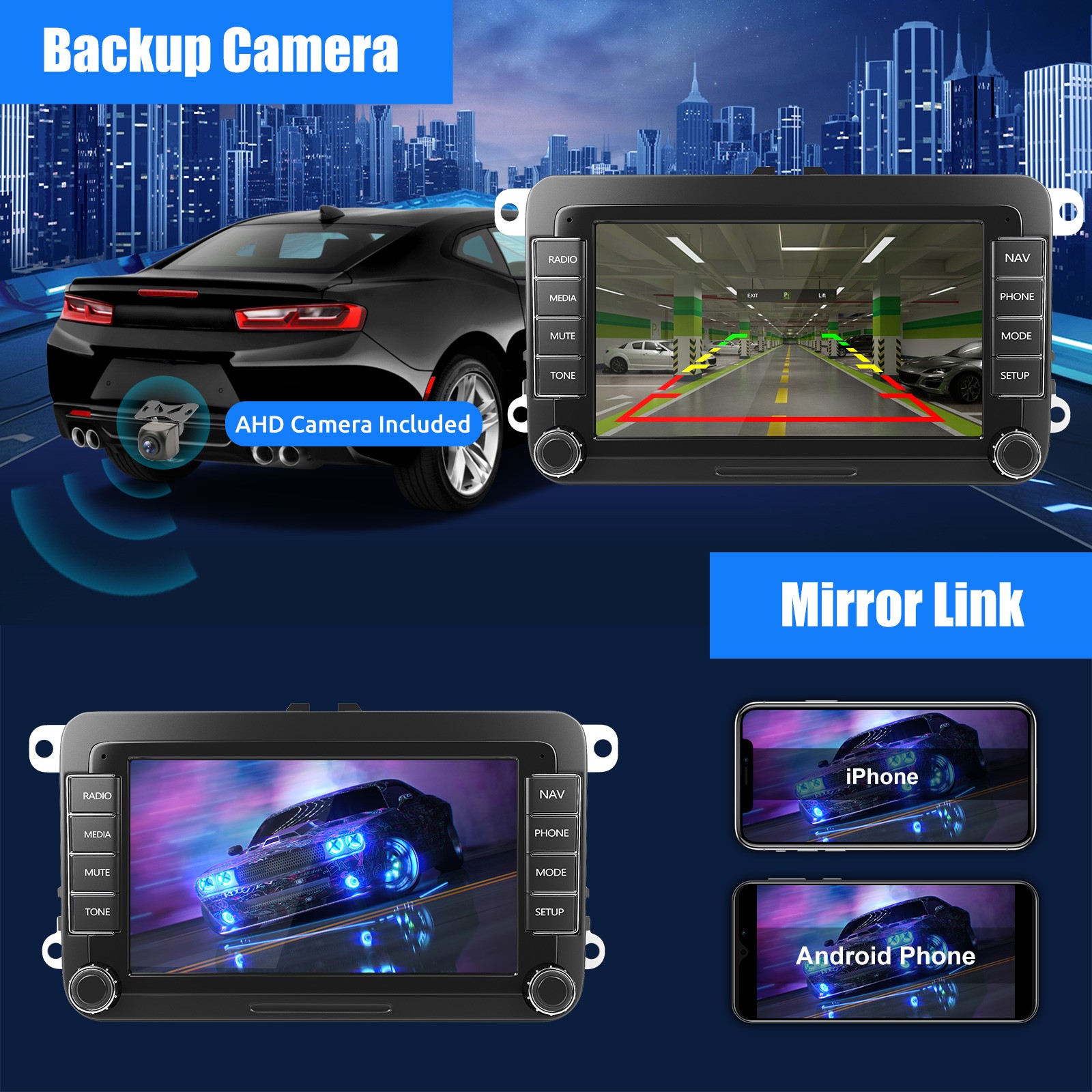 For VW Volkswagen Jetta Passat GPS Nav Car Stereo Radio Carplay Android 14 BT FM