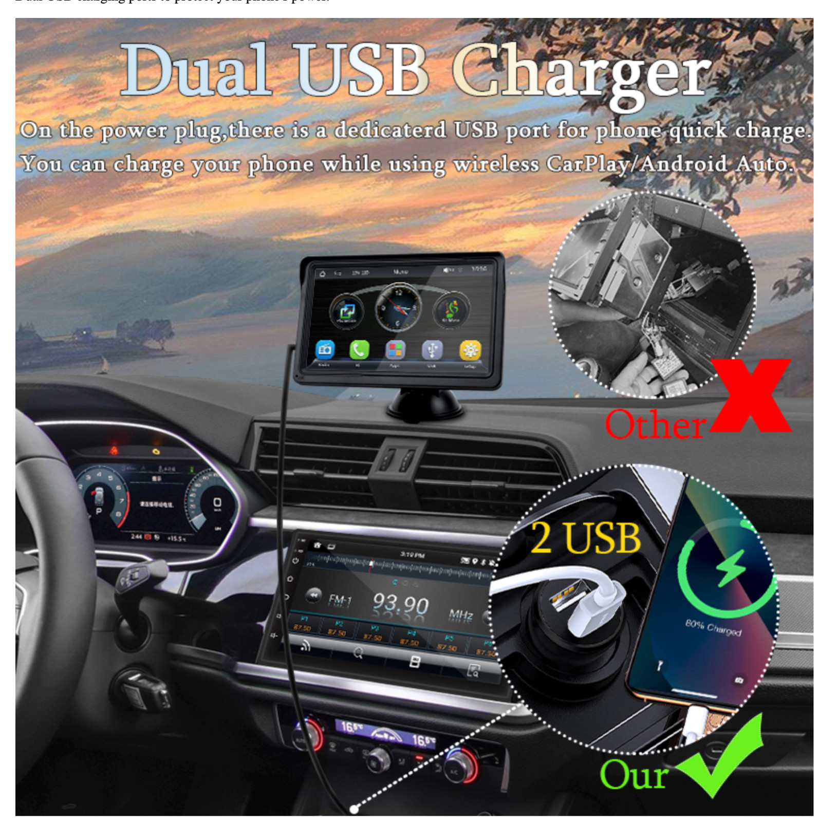 Apple CarPlay Android Auto Car Radio Multimedia Video Player Portable