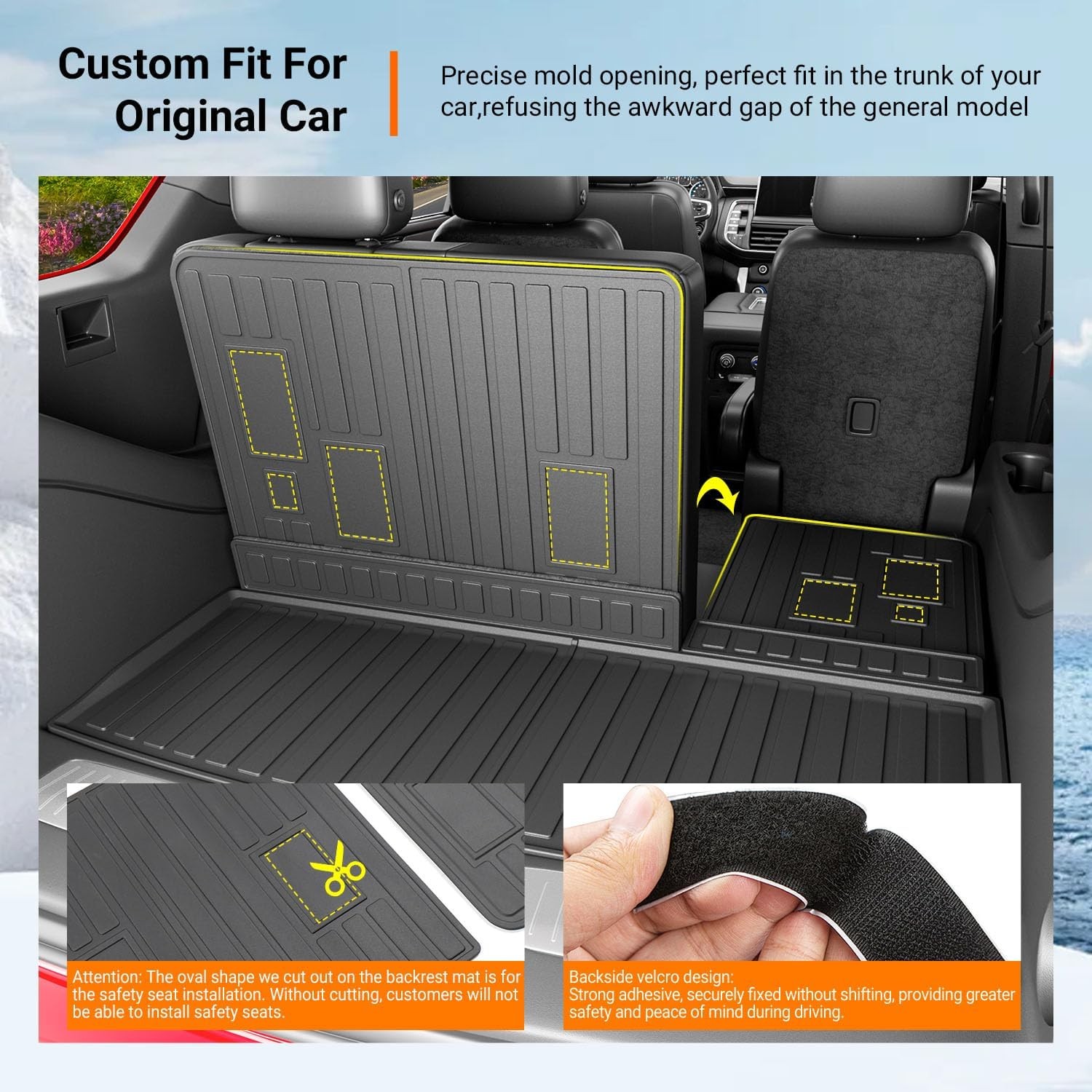 Cargo Mat Compatible with 2022-2026 Chevy Tahoe GMC Trunk Mat+Backrest Mat