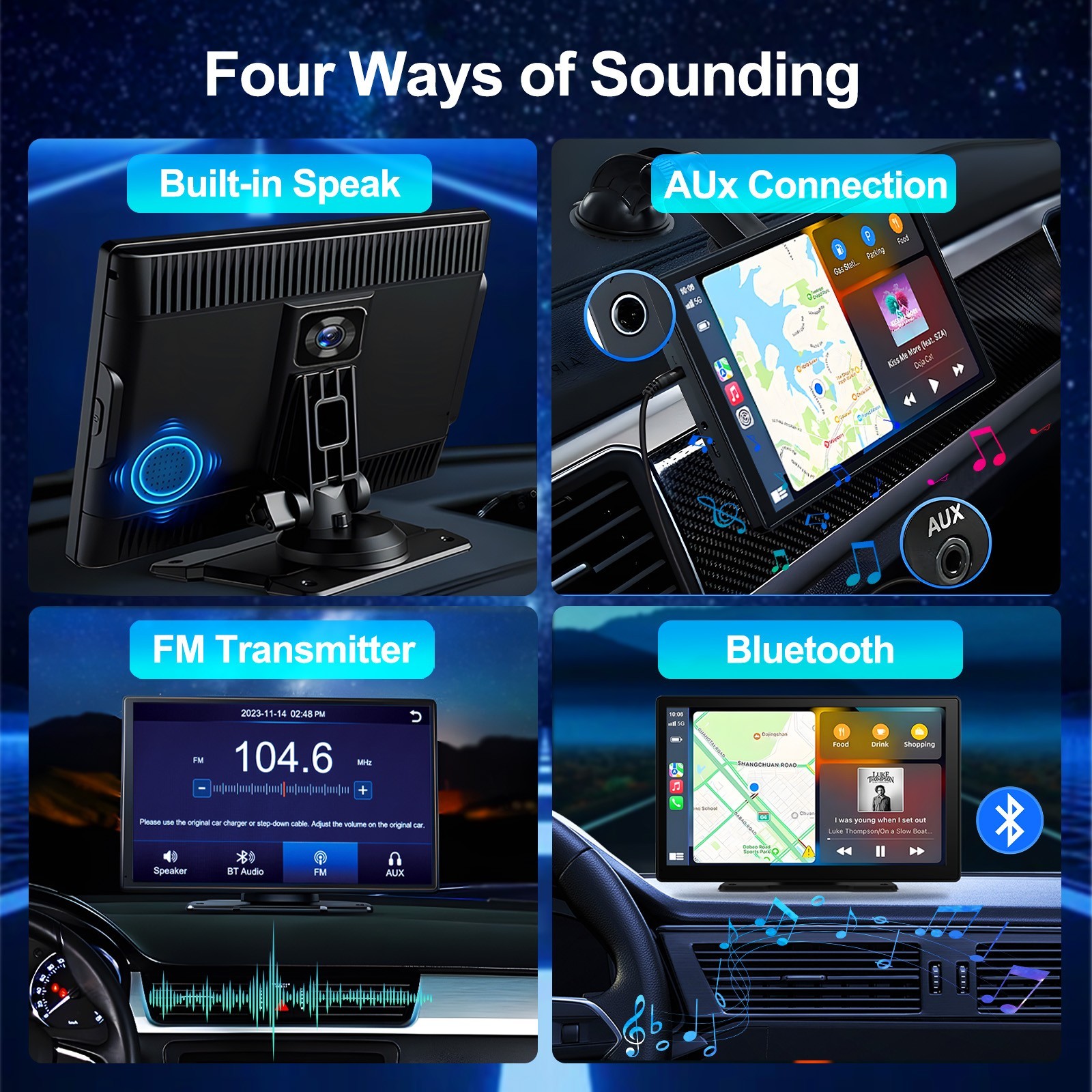9 Inch Touch Screen Portable A-pple CarPlay & Android Auto Car Stereo + Rear Cam