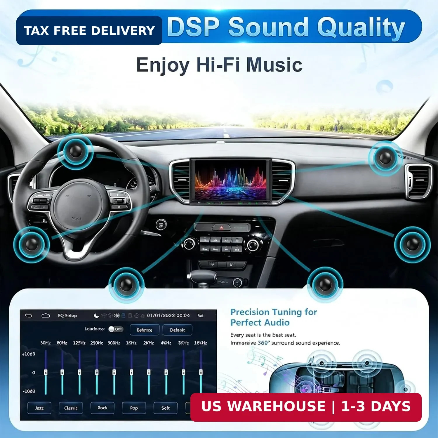 Double Din Car Stereo Wireless Apple CarPlay Android Auto, 7in Double Din Radio