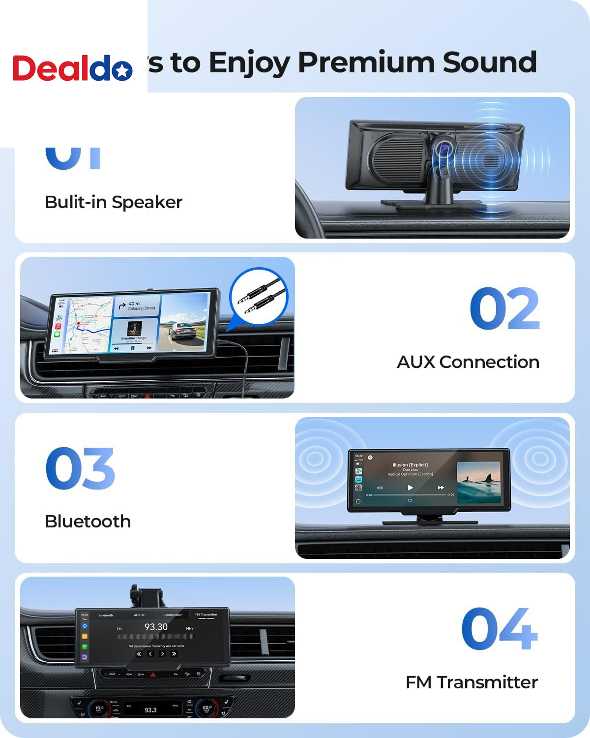 9.26″ Carplay Screen with 4K Dash Cam & HD Backup Camera, Wireless Portable Car