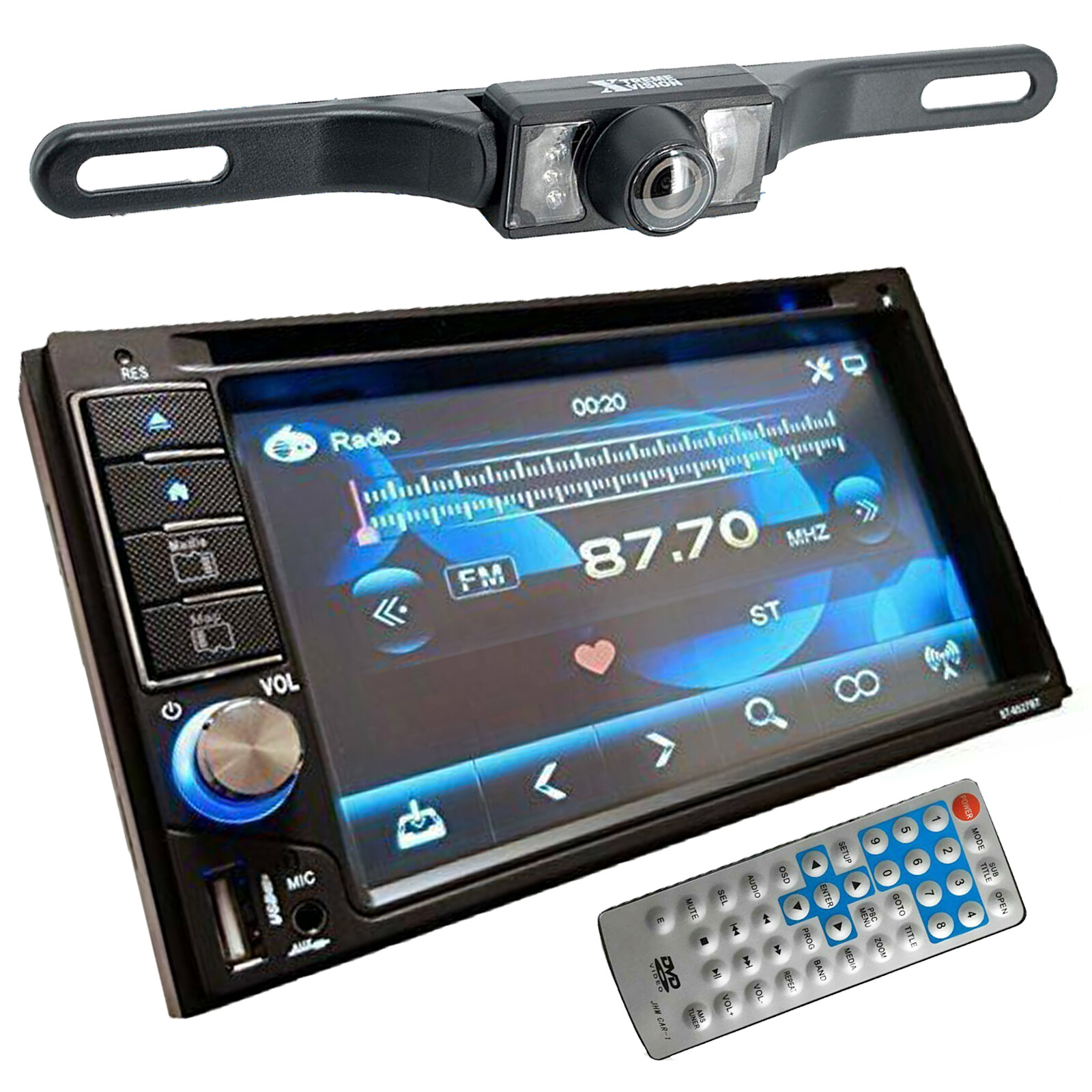 SoundXtreme ST-6527BT Double Din DVD Receiver with Bluetooth + Rear Cam XV95BK