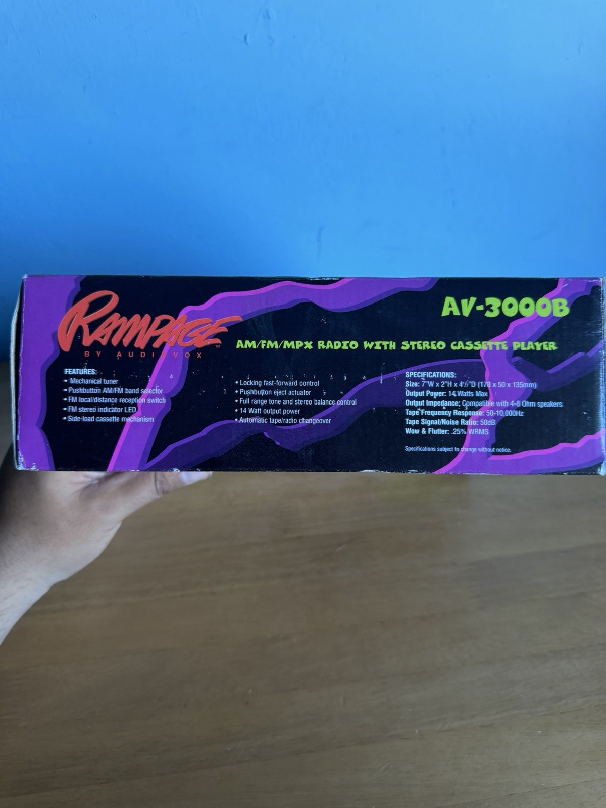 Audiovox Rampage AV-3000B AM/FM/MPX Radio w/ Stereo Cassette OPEN BOX! Nice