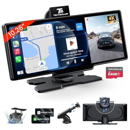 10.26″ Portable Apple CarPlay Screen for 10.26 inch with Dash Cam & Backup Cam