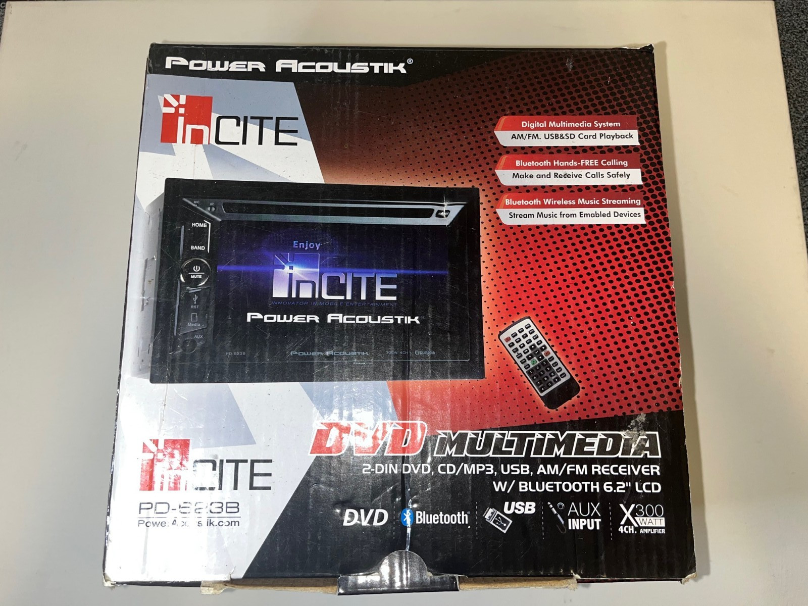 Power Acoustik PD623B 6.2″ CD DVD Bluetooth USB AUX 300W Amplifier Car Stereo