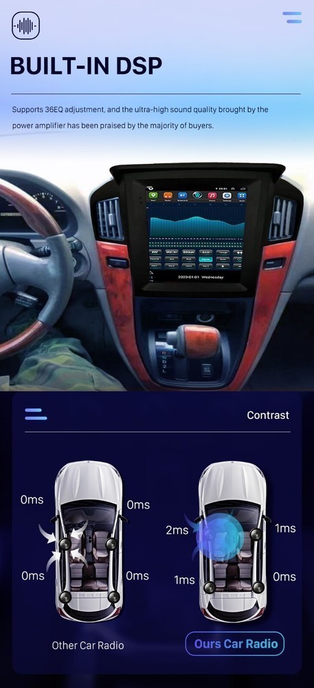 9.7″ Tesla Style Android Car Stereo For Lexus RX300 1998-2003 CarPlay 4GB+64GB
