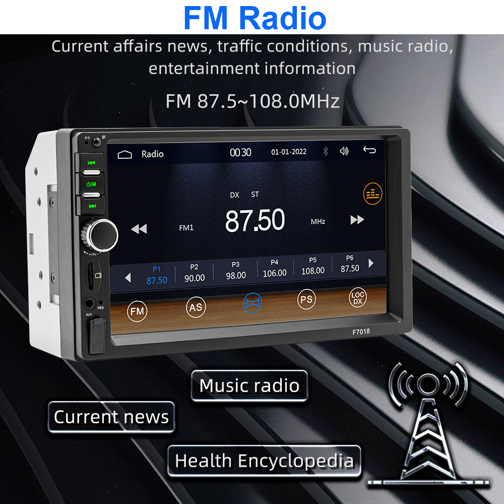 7″ Double 2 DIN Car MP5 Carplay Touch Screen Stereo Radio Head Unit Player +CAM