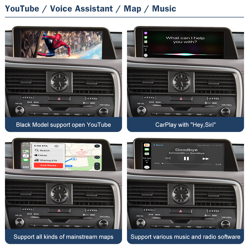 Wireless Carplay Android Auto Car Retrofit Module For Lexus RX 2016-2019 Mirror