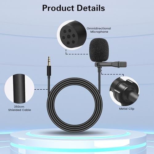 Inefala Car Microphone 3.5mm, Car Radio Mic Replacement for Car Stereo Bluetooth