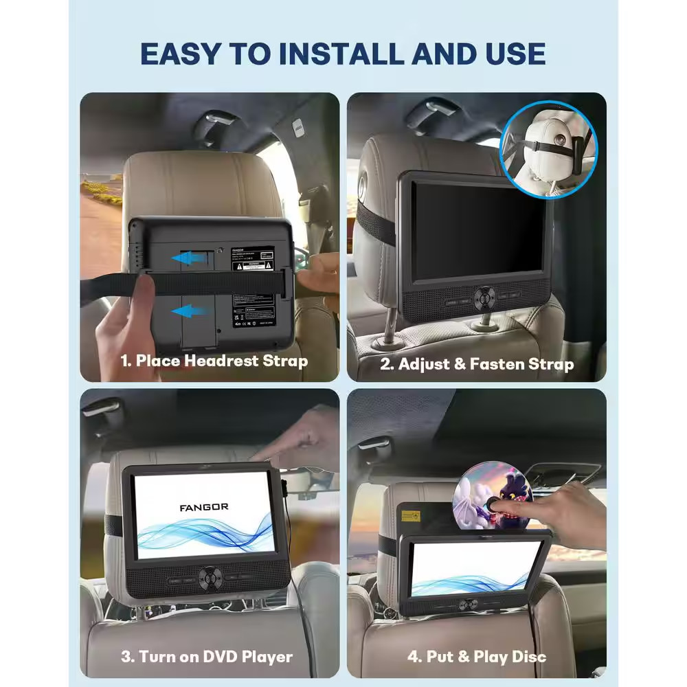 7.5 In. Car DVD Player Dual Screen Play a Same/2 Different Movies with AV Out/In