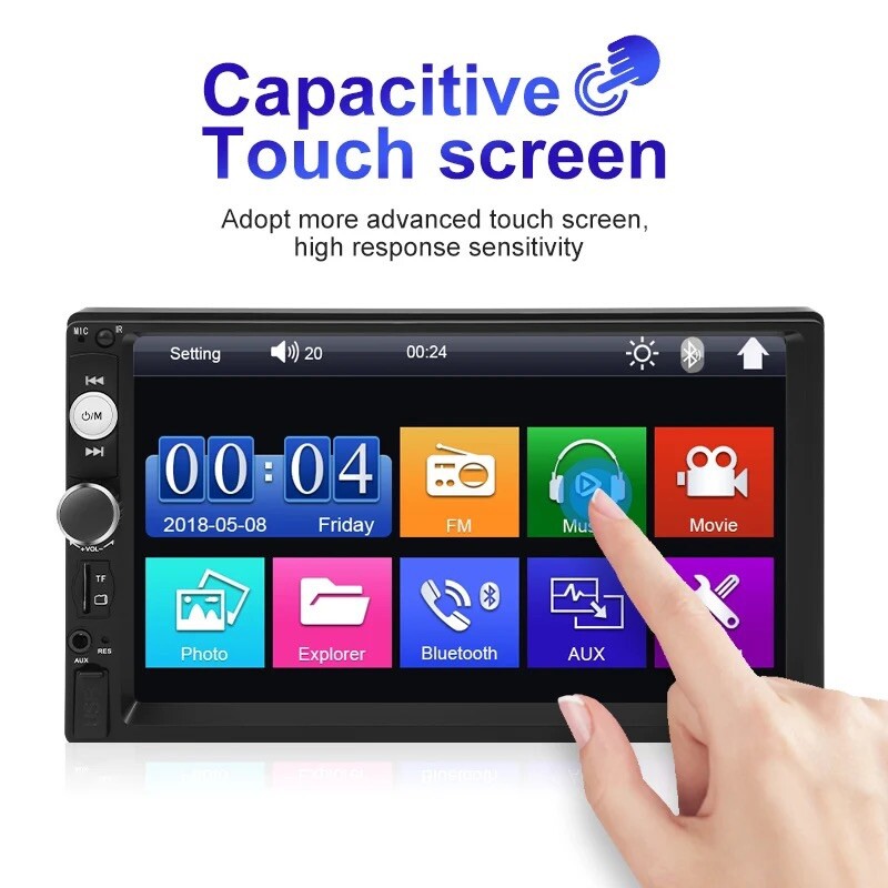 7″ Double 2 DIN Car MP5 Player Bluetooth Touch Screen Stereo Radio With Camera