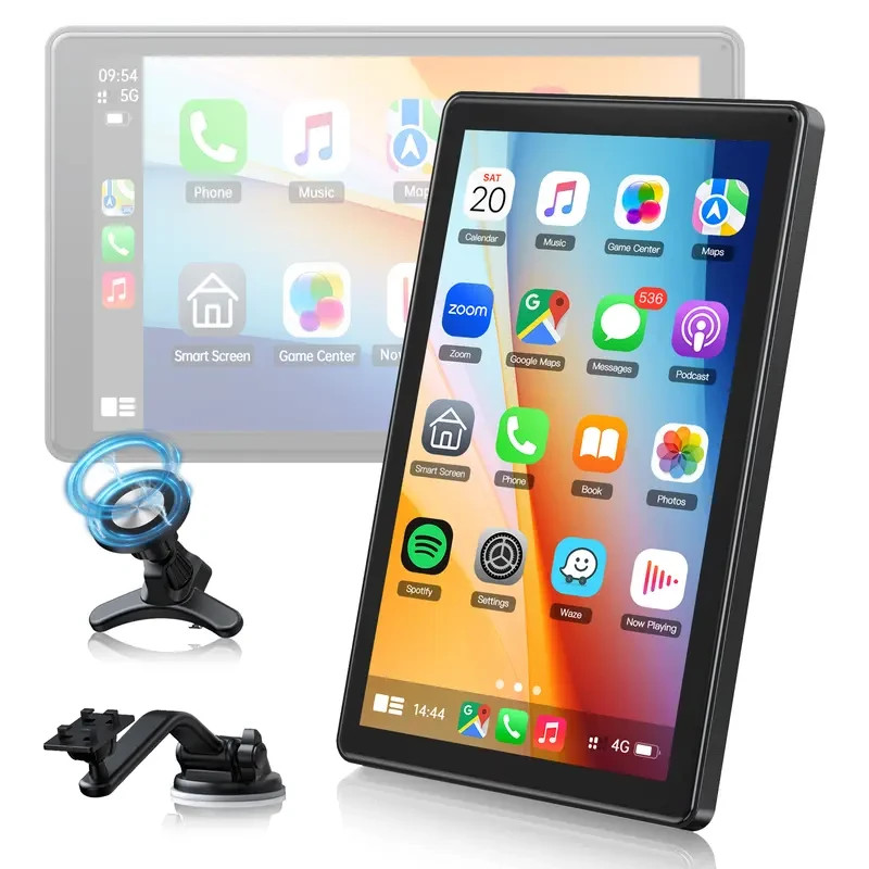LAMTTO 8-inch Carplay Screen for cars, Suction cup Mount & Magnetic Holder