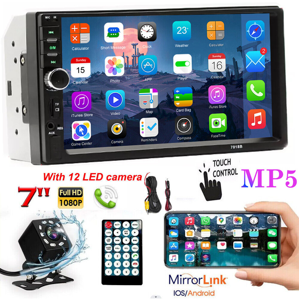 7″ Radio Estereo De Pantalla 2Din Mirror Link Para Coche Carro Con Camara Tactil