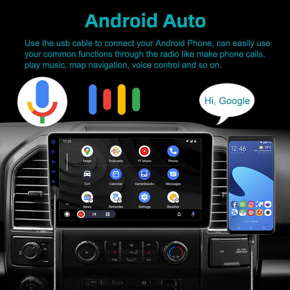 2 Din 9″ Android 12 Car Stereo Radio GPS Navi Touch Screen WiFi CarPlay W/Camera