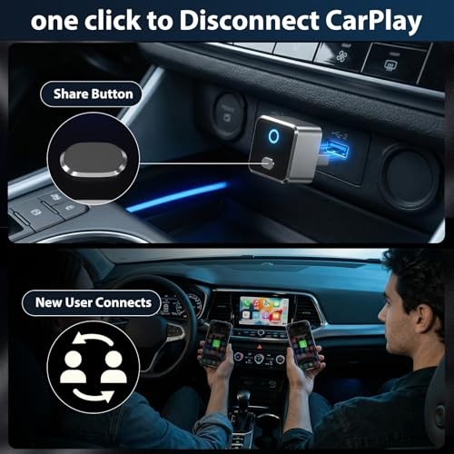 Wireless CarPlay & Android Auto Adapter Dongle, WiFi 6 Bluetooth 5.4 for Low