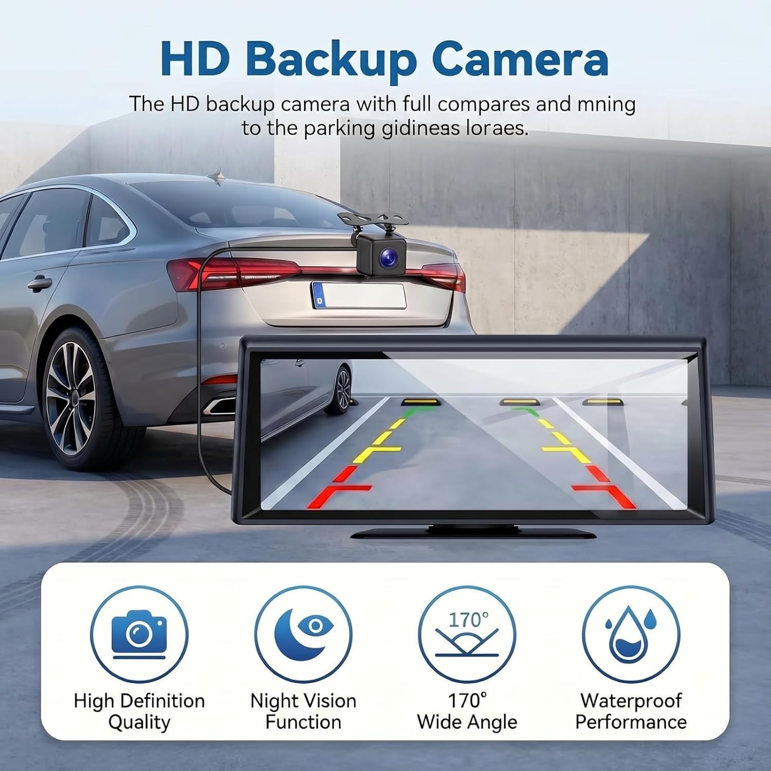 Wireless 8.1” CarPlay Screen with Voice Control & Backup Camera Features