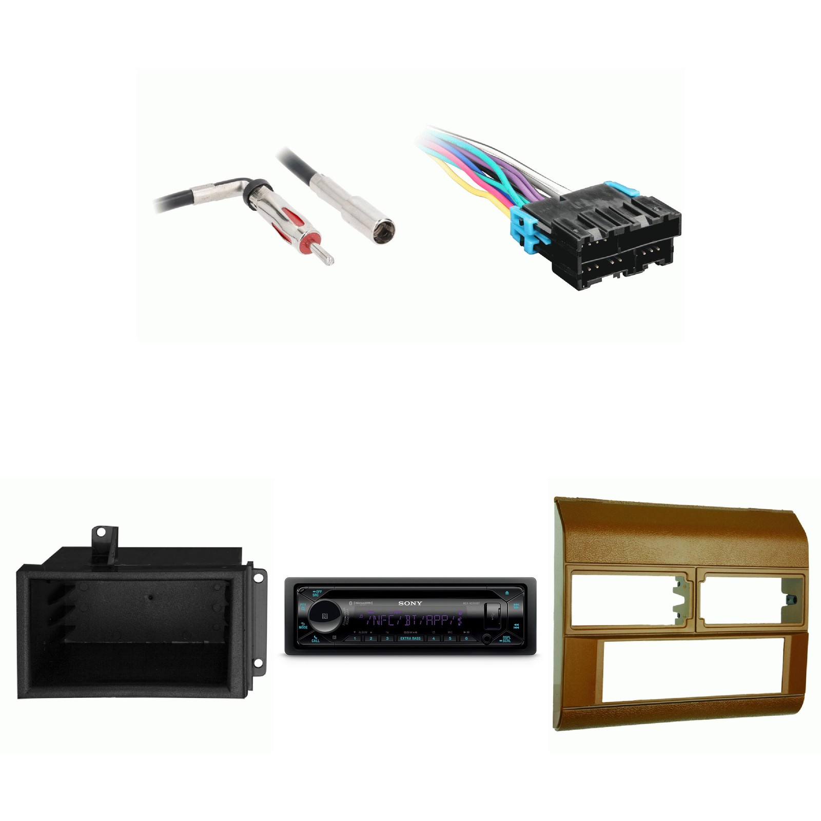 SONY MEX-N5300BT Single Din Radio Bundle BROWN Dash includes pocket Compatibl…