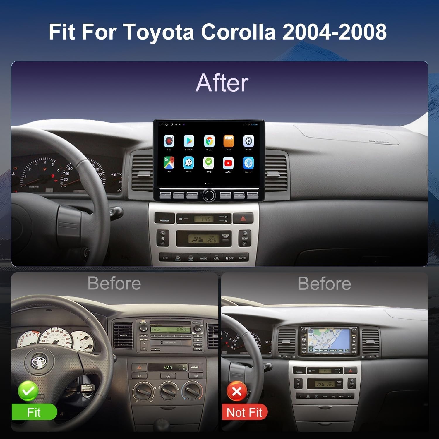 4G LTE QLED Radio for Toyota Corolla 2003 2004 2005 2006 2007 2008 Upgrade xx81