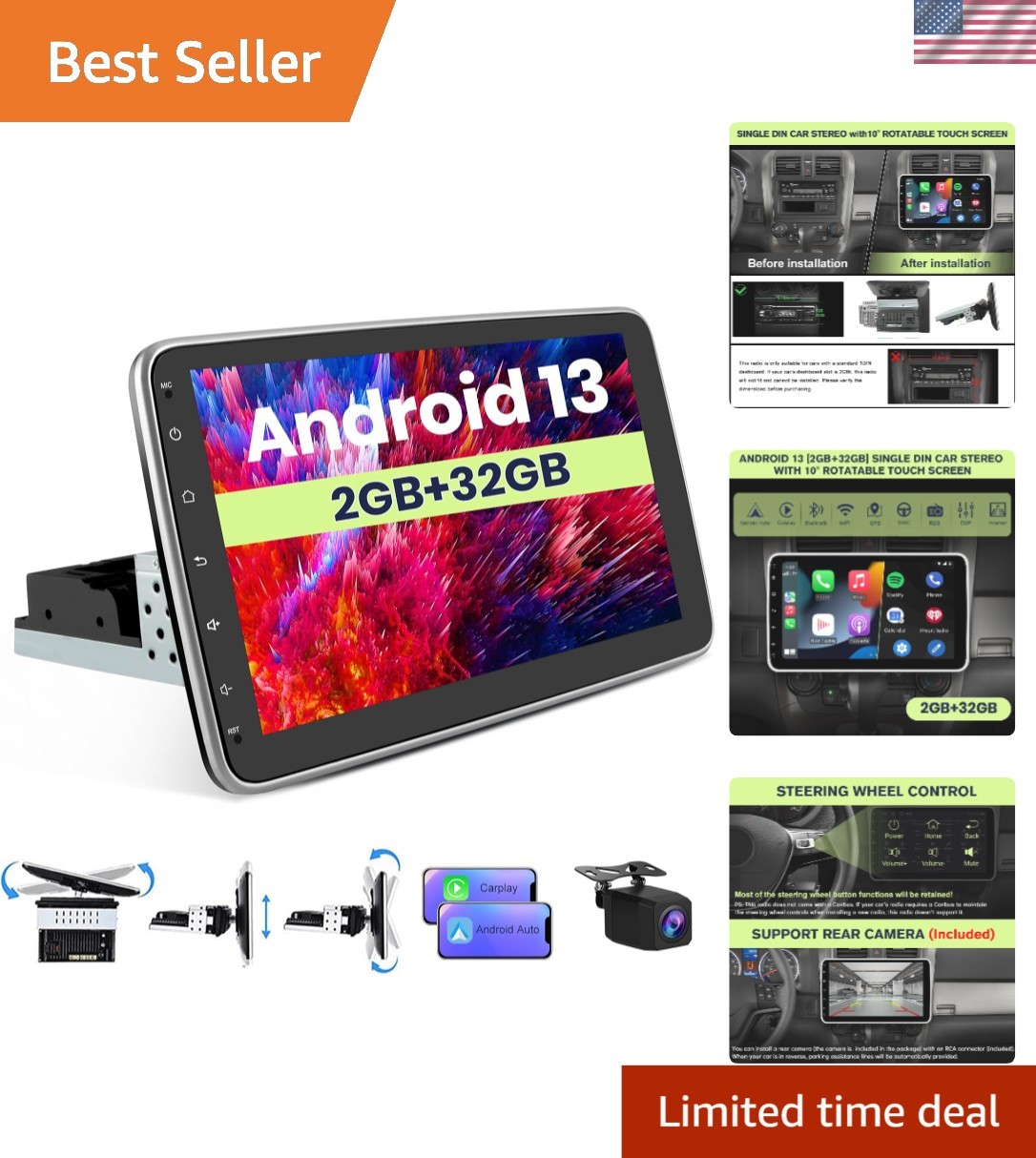 10 Inch Bluetooth Car Stereo with GPS & Rear Camera Integration – Modern Upgrade