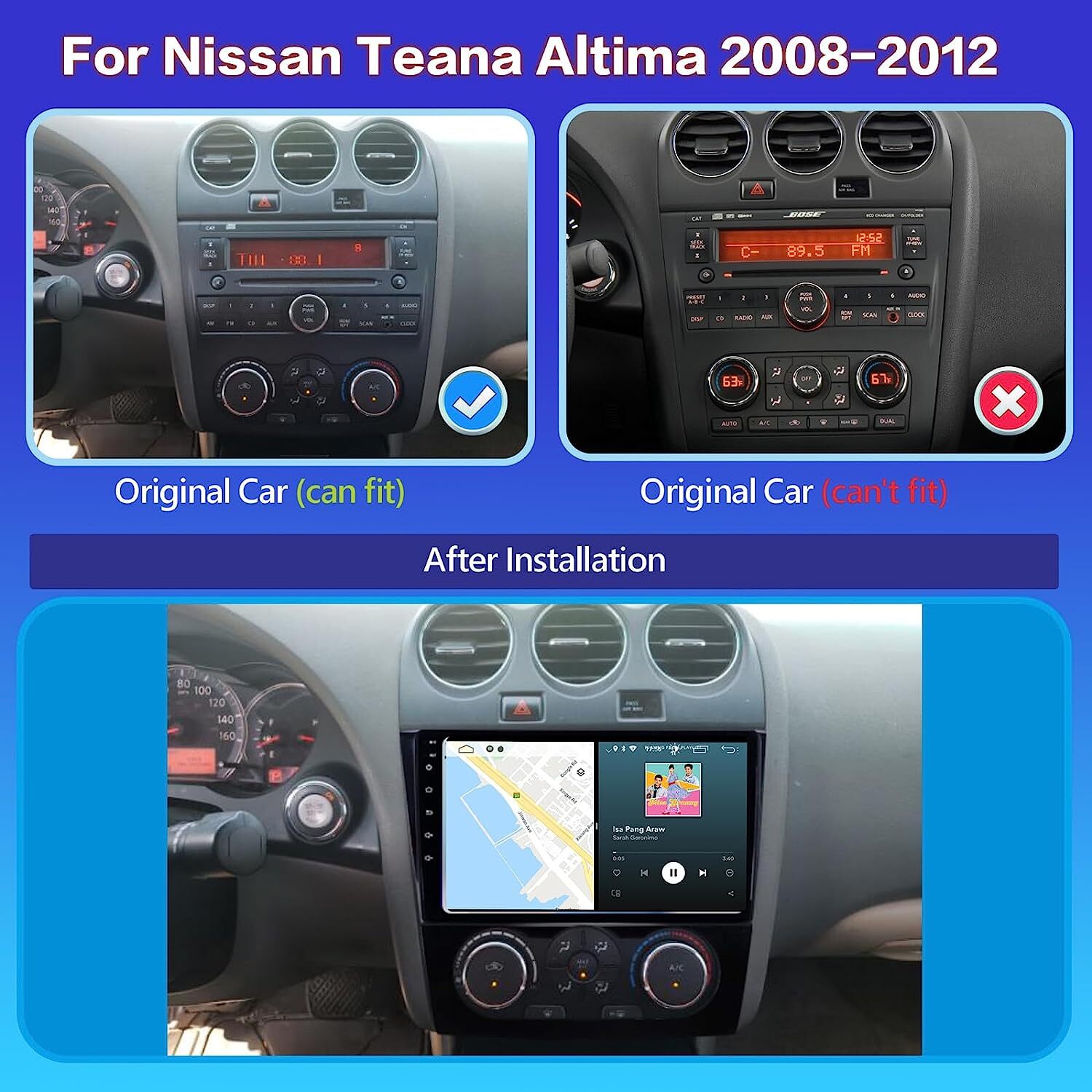 Car Radio 32GB Android AUTO GPS Stereo Carplay Media For 2008-2012 Nissan Altima