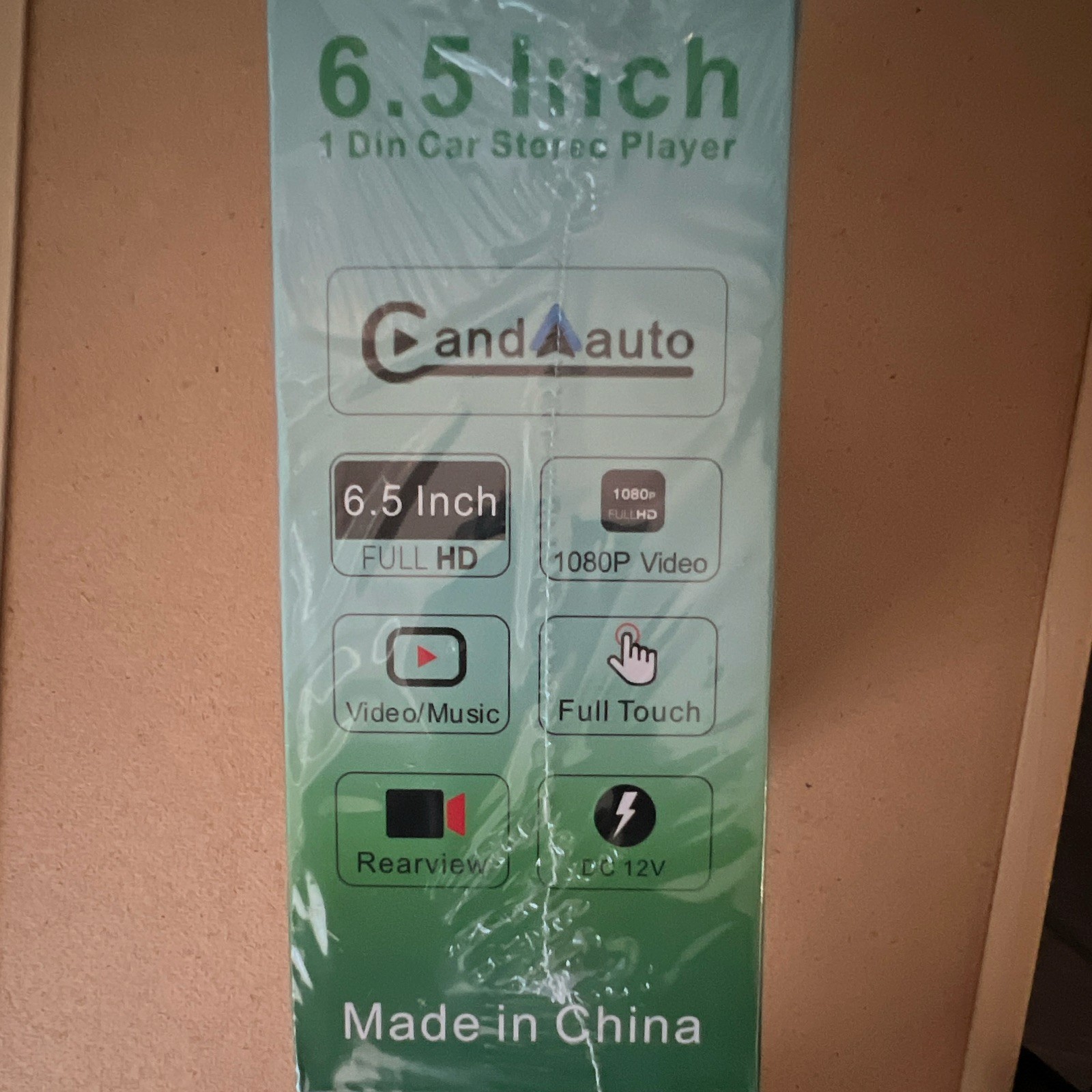 CandAuto 6.5 Inch 1 DIN Car Stereo Full Touch 1080P Video FM Rearview