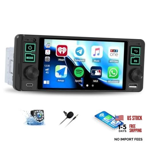 Single Din Car Radio with Wireless CarPlay & Android Auto – 5.1 Inch HD IPS