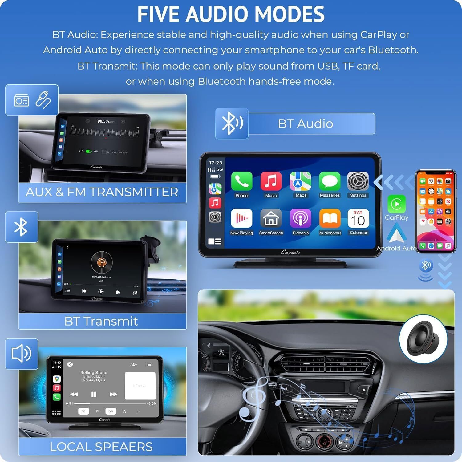 Carpuride W701Plus Dual Bluetooth Wireless Apple CarPlay GPS Android Auto Radio