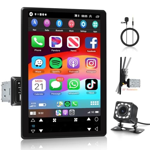 9.5 Inch Wireless Carplay Single Din Car Stereo Android Auto, Bluetooth IPS
