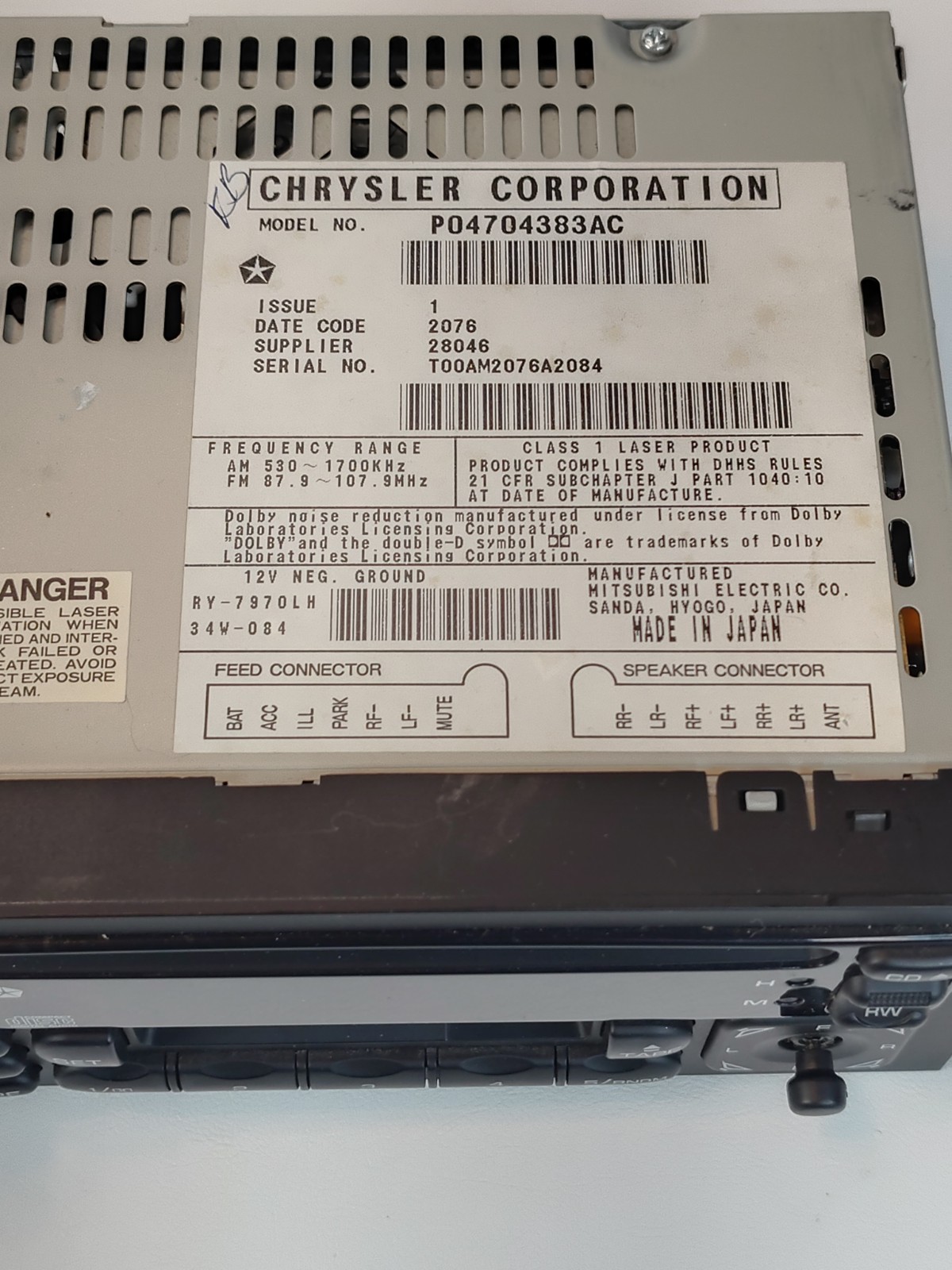 Chrysler car radio PO4704383AC Jeep/Dodge/Ram Read Description
