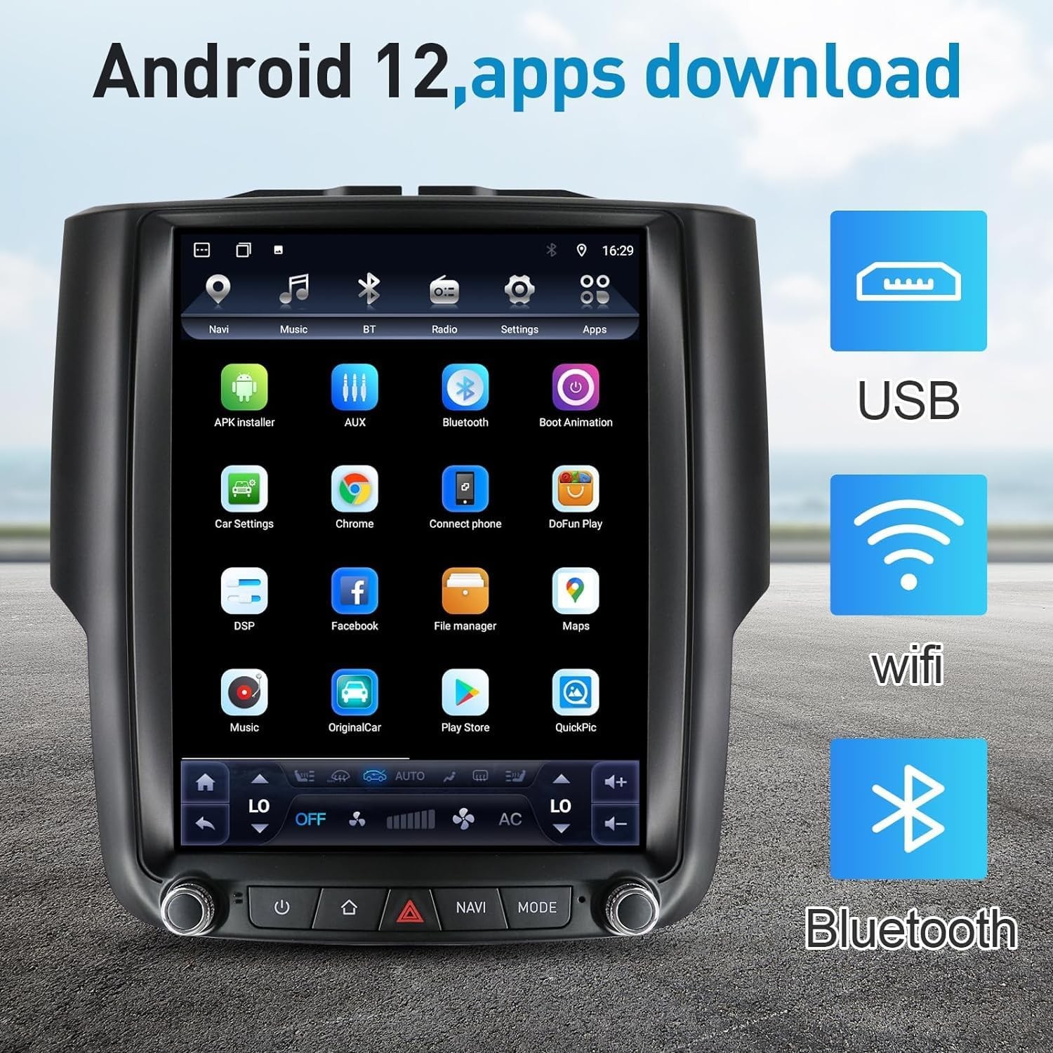 2013-2018 Ram 1500 10.4″ Android Auto CarPlay Radio Auto AC Upgrade
