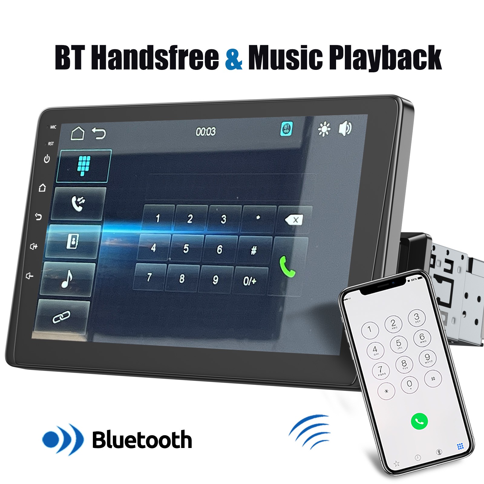 Single 1 DIN 9″ Car Stereo Head Unit Radio Apple CarPlay Android Auto BT+MIC&CAM